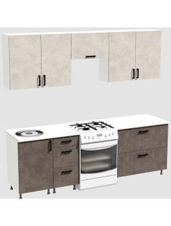 Кухня Эконом 1,8 метра (900х900) Цвет: Цемент светлый/Цемент темный