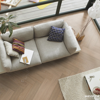 Паркетная доска PS 500 Meister Дуб гармония Жемчужный 8816 в интерьере