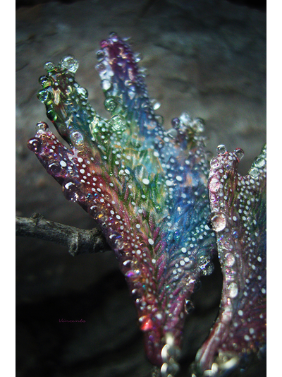 "Крылышки феи Рассветного сада", крупные серьги с капельками