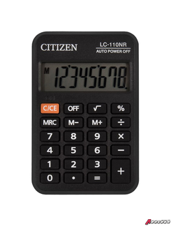 Калькулятор карманный CITIZEN LC-110NR, МАЛЫЙ (89×59 мм), 8 разрядов, питание от батарейки, ЧЕРНЫЙ. 250342
