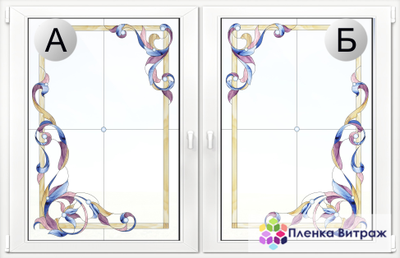 Витражная пленка, витражная пленка самоклеющаяся, пленочный витраж с классическим рисунком матовая