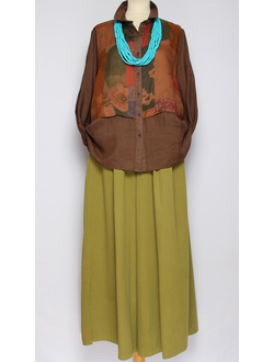 Рубашка Бохо "КРАПИВА КОМБИНИРОВАННАЯ" шоколад р.44-52