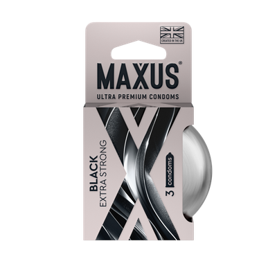 0901-116 Презервативы MAXUS Extra Strong №3 в железном кейсе, черные, утолщенные, 3 шт
