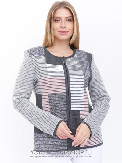 Женский вязаный жакет в сером цвете