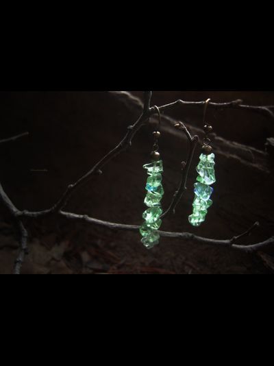 Летние серьги-хрусталики "Брызги лесного озера"