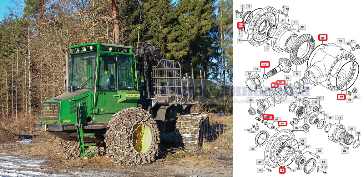 Лесозаготовительный трактор 1010D Timberjack/John Deere , запчасти, уплотнения