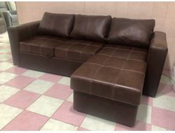 Угловой кожаный ВЫКАТНОЙ диван - кровать из Финляндии. 230х165 см