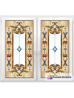 Витражная пленка, витражная пленка самоклеющаяся, пленочный витраж с классическим рисунком матовая
