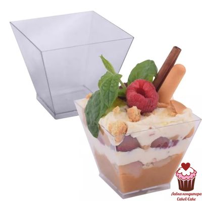 Креманка-стаканчик квадратная, 200 мл, пластик