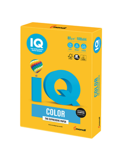 Бумага цветная IQ color, А4, 80 г/м2, 100 л., интенсив, солнечно-желтая, SY40