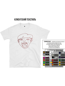 Термоперенос темно-красным бархатом на кл. текстиле "Рисунок лицо"