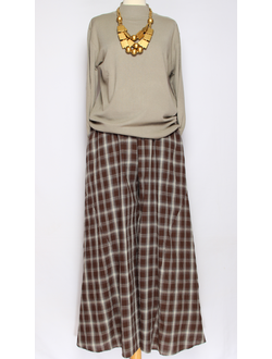 ЮБКА-БРЮКИ "КЛЕТКА"  коричневая до р.54