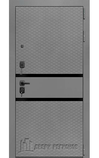 Дверь металлическая "Президент ТРЕНД Силк Титан+чёрный пластик/цемент светлый