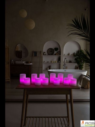Набор LED свечей с парафиновыми плафонами (9,2*10см - 6шт; 9,2*15см - 6шт), "Цветной"