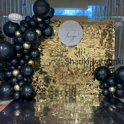 Фотозона с шарами пайетками золото и черный