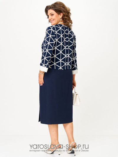 Женский комплект-двойка синего цвета в стиле "шанель"