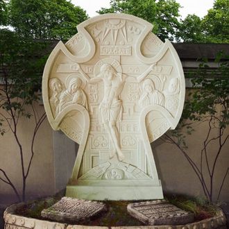 Крест православный на памятник белый мрамор