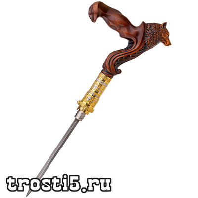 Трость резная подарочная с клинком "Волк"