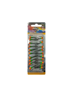 Тройной крючок с камнем размер: #8 (1уп-20шт кр.)