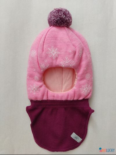 Шапка-шлем "Снежинка"", цвет бордовый, розовый р. 48-50