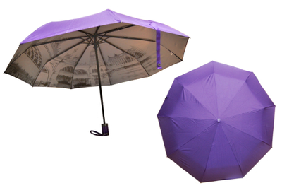 Зонт автоматический с двусторонним куполом (принт города внутри), 6 цветов