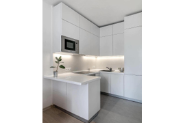 Кухня П-образная, 2100*2100*1200 мм. Материал фасадов МДф. Срок изготовления от 30 рабочих дней. Цена на момент изготовления 142000 руб.