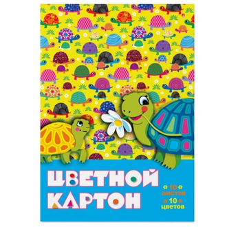 Картон цветной немелованная Альт А4, 10 цветов (10 листов) 1161120