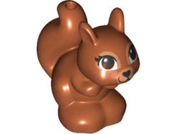 Squirrel, Friends / Elves with Black, Reddish Brown and White Eyes and Black Eyelashes, Nose and Mouth Pattern, Dark Orange (11568pb04 / 6252410)