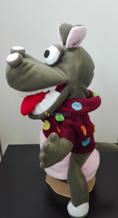 Логопедическая кукла-перчатка Бегемот большой (управляется рот и язык), 35-40 см