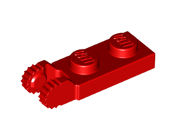Hinge Plate 1 x 2 Locking with 2 Fingers on End and 9 Teeth without Bottom Groove, Red (44302b / 4183050 / 6074865 / 6249371)