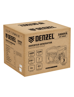 Генератор инверторный GK-3800iF, 3,8 кВт, 230 В, ручной старт DENZEL