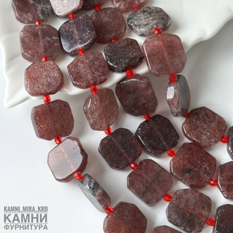 Авантюрин розовый крупные плоские фигурные бусины 18-20 мм, цена за нить 19 см