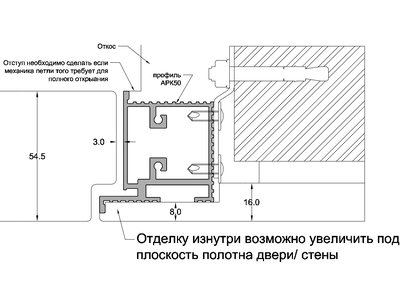 APD50 алюминиевый профиль дверного полотна анод. бронза
