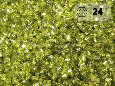 Toho Hexagon 11/0 - 5г - 24 Прозрачный салатовый с серебряной линией внутри