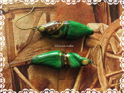 Серьги с имитацией малахита "Прия - дитя весны" (серьги-капли в восточном стиле)