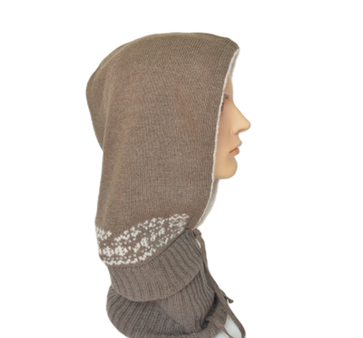 Вязаный капор капюшон для женщин