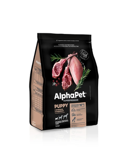 AlphaPet (АльфаПет) Superpremium сухой корм для щенков, беременных и кормящих собак мелких пород с ягненком и индейкой, 500 г