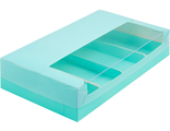 Коробка для 4 эклеров/эскимо с проз. крыш. (бирюза), 250*150*50мм