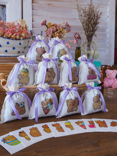 Набор ароматических лавандовых саше «Капибары» 10шт + мини открытки 10шт.