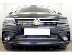 Защита радиатора Volkswagen Tiguan II (SportLine) 2016- (5 частей) black низ PREMIUM
