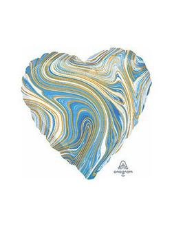 А Б/РИС СЕРДЦЕ 18" Мрамор Blue