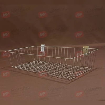 P6012 Корзина на торговую решетку, размер 585х300х125 мм, цвет: хром
