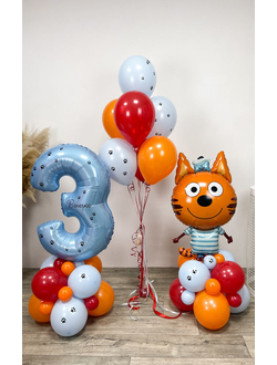 Набор шаров с гелием "С днем рождения, Коржик!" на подставках