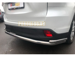 Защита заднего бампера угловая большая двойная d60/42 для Toyota Highlander 2014-2017
