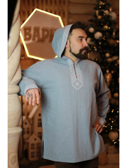 Рубаха с капюшоном «Утро Сварога» небесная