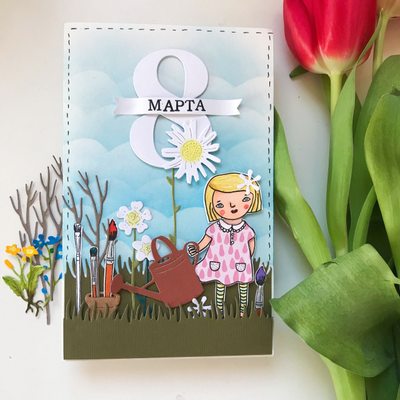 Набор штампов для скрапбукинга "Девочка-осень"