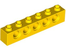 Technic, Brick 1 x 6 with Holes, Yellow (3894 / 389424)