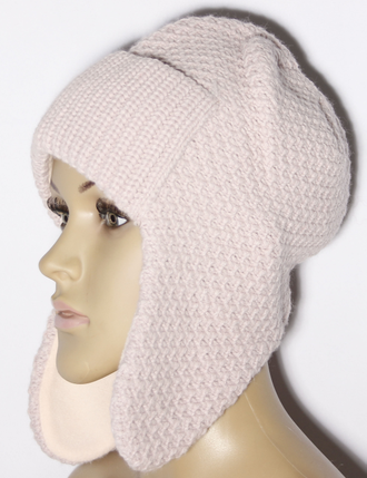 Шапка женская ушанка "Соты" 894  бирюзовая, коралл, чайная роза, т.бежевая, молочная, хаки, экрю, пудра, белая, синяя, бежевая, серая