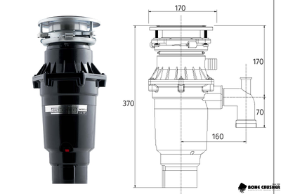Измельчитель пищевых отходов Bone Crusher BC 810 Slim Line