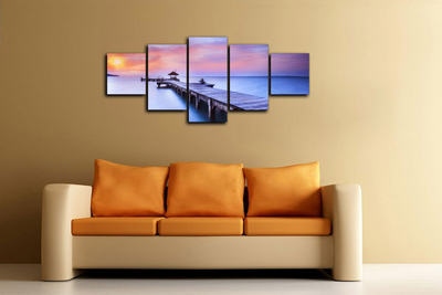 Модульная картина "Закат на причале"